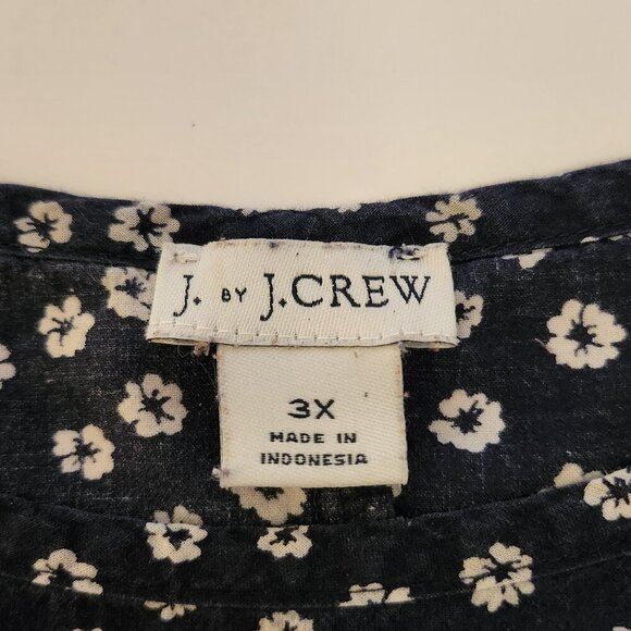 J. by J.Crew Navy Floral Cotton Blouse – Size 3X - Picture 4 of 5